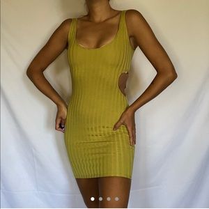 Green Ribbed Bodycon Dress